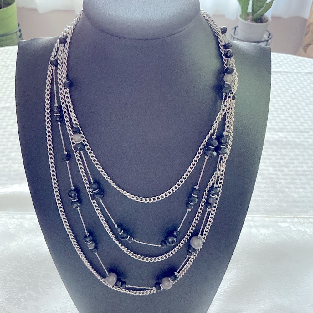 Black and Silver Multi Strand Necklace